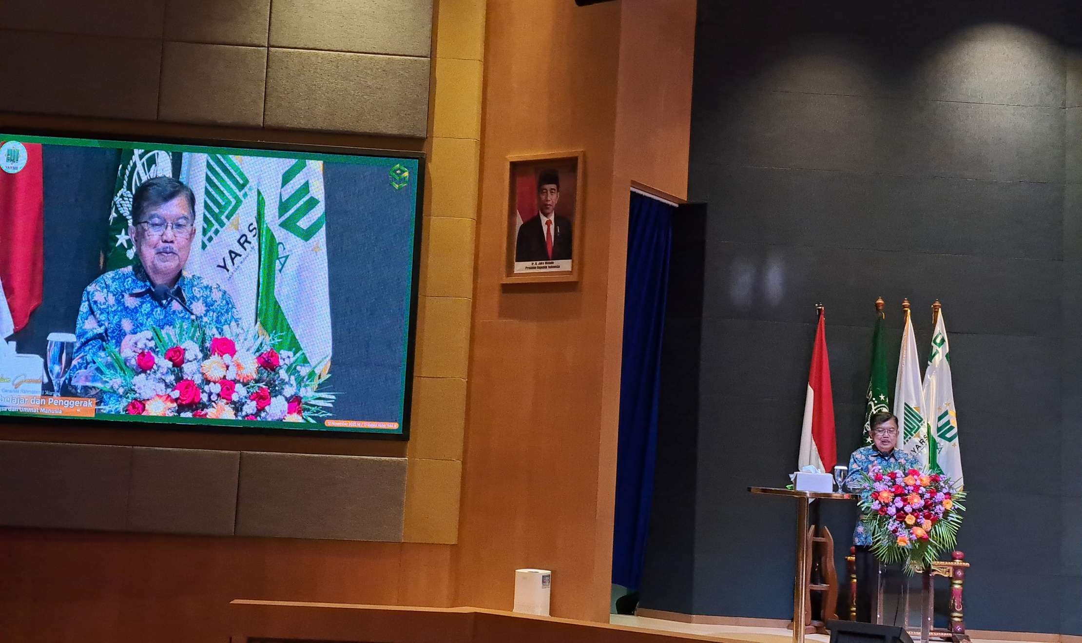 Mantan Wakil Presiden Jusuf Kalla saat berkunjung ke Unusa. (Foto: Pita Sari/Ngopibareng.id)