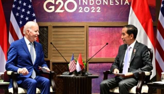 Presiden Joko Widodo melakukan pertemuan dengan Presiden Amerika Serikat Joe Biden di The Apurva Kempinski Bali, (Foto: BPMI Setpres)