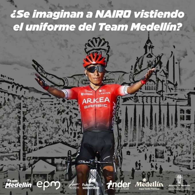 Media Sosial Team Medellin EPM yang memasang foto Nairo Quintana dan berharap Quintana mau bergabung dengan Tim Continental asal Kolombia ini .