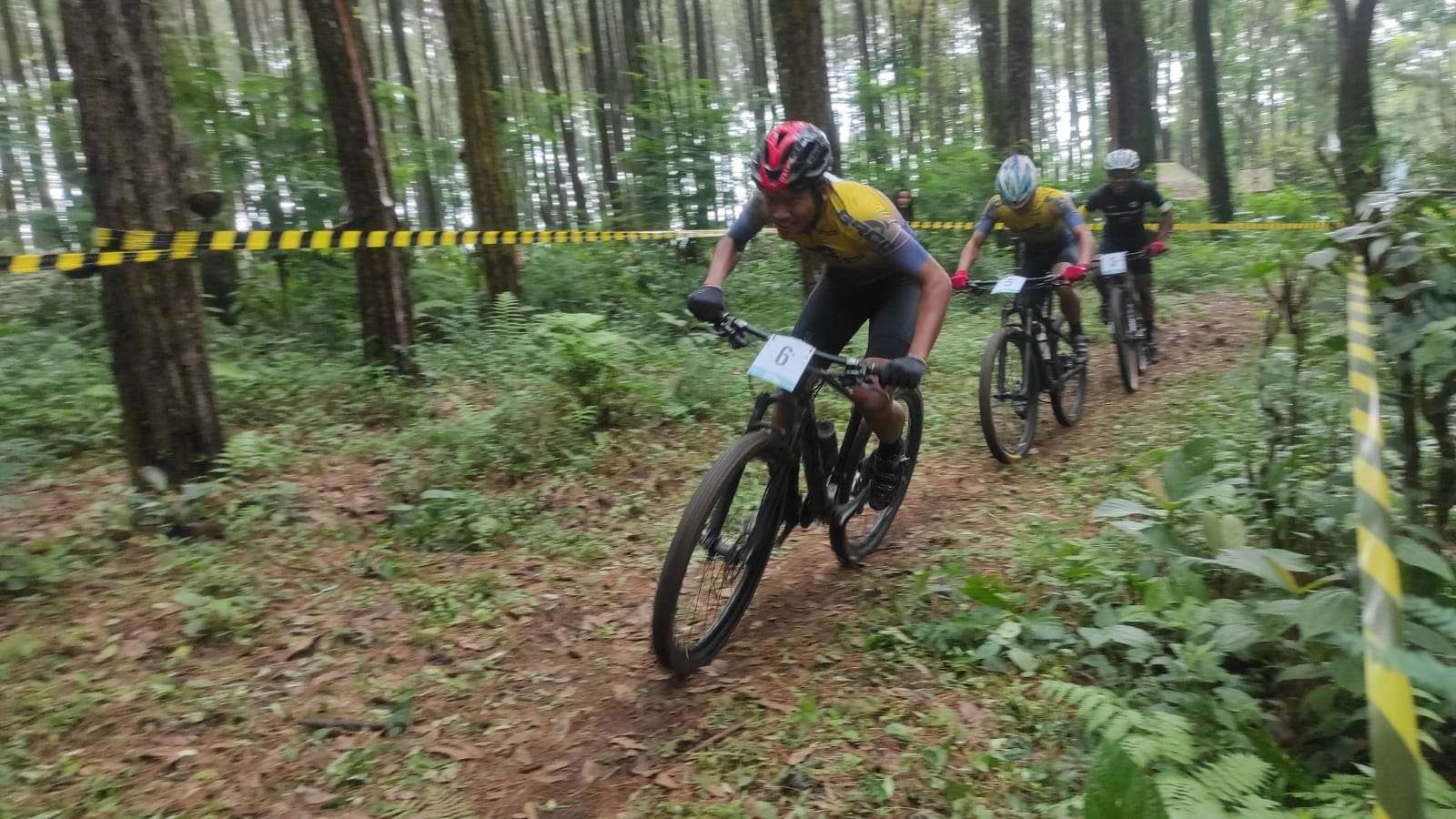 Para peserta Giro Khatulistiwa MTB Cross Country beradu menjadi yang terbaik di Agathis Forest Track (Foto: Istimewa)