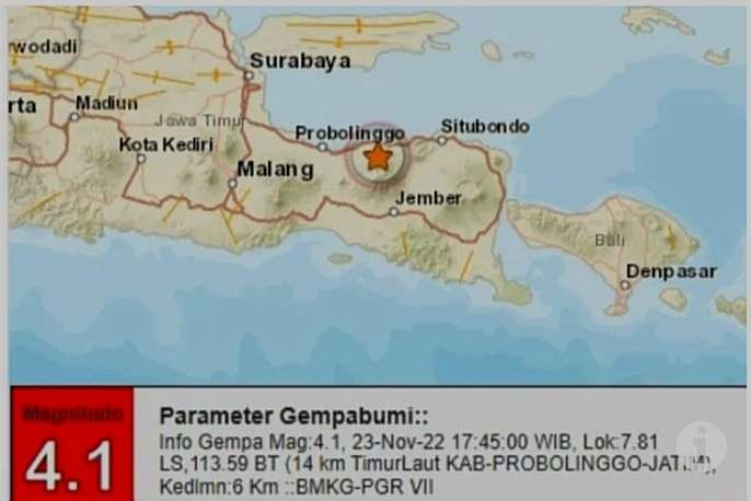 Getaran gempa magnitudo 4,1 di Probolinggo terasa ke wilayah Situbondo berbatasan dengan Probolinggo. (foto: BPBD Situbondo)