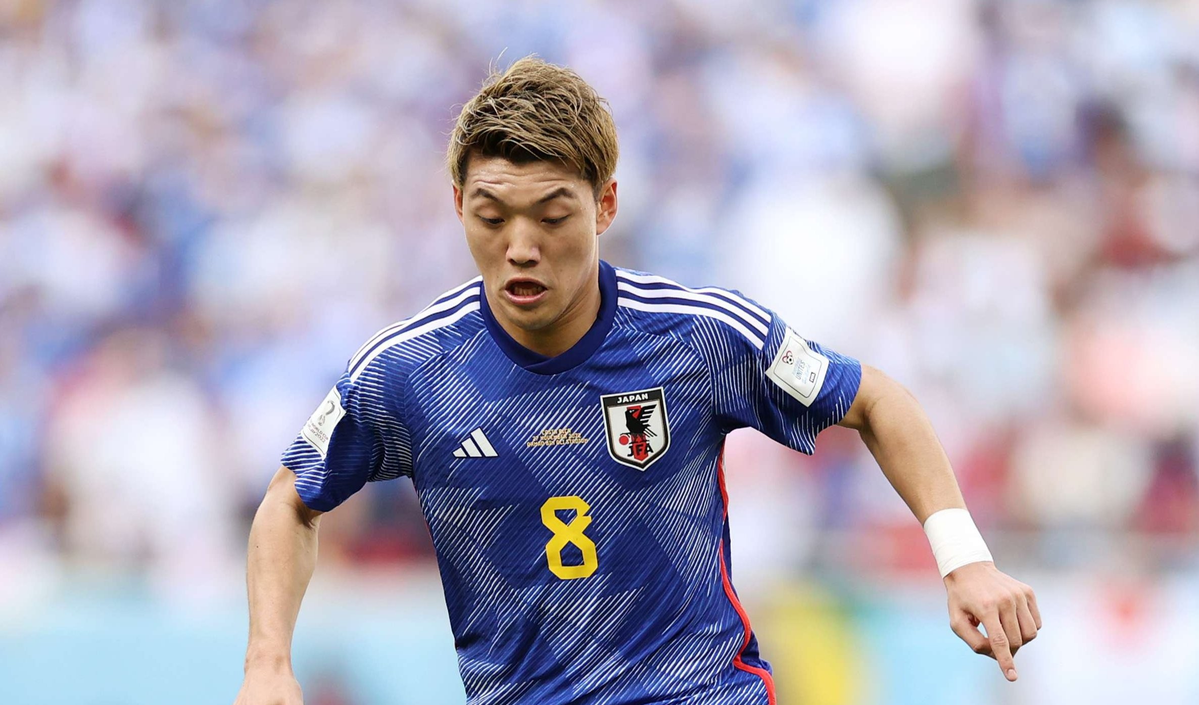 Ritsu Doan belum mampu membawa Jepang unggul atas Kosta Rika di sepanjang babak pertama matchday kedua Grup E Piala Dunia 2022