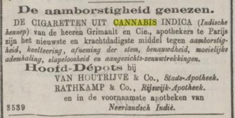 Surat kabar berbahasa Belanda yang mempromosikan rokok ganja di daratan Hindia-Belanda (Foto: Delpher.nl)