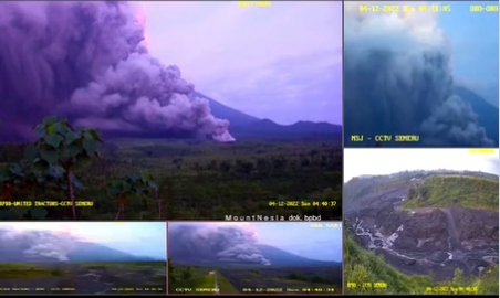 Erupsi Gunung Semeru di Lumajang, Jawa Timur, Minggu 4 Desember 2022. (Foto: CCTV/Dokumentasi BPBD)