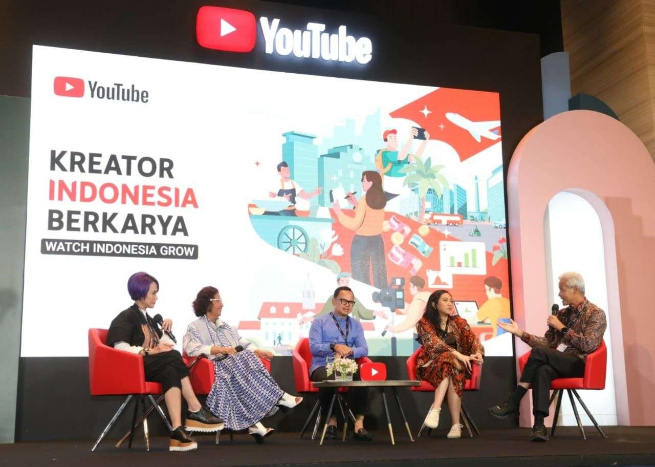 Gubernur Jawa Tengah Ganjar Pranowo menjadi mentor para konten kreator Indonesia dalam acara Kreator Indonesia Berkarya Watch Indonesia. (Foto: Istimewa)