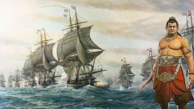 Lukisan armada laut Kerajaan Majapahit dan Patih Gajahmada; ilustrasi tulisan Kembalinya Kejayaan Majapahit di Era Milenial.  (Foto:Ngopibareng.Id/Istimewa)