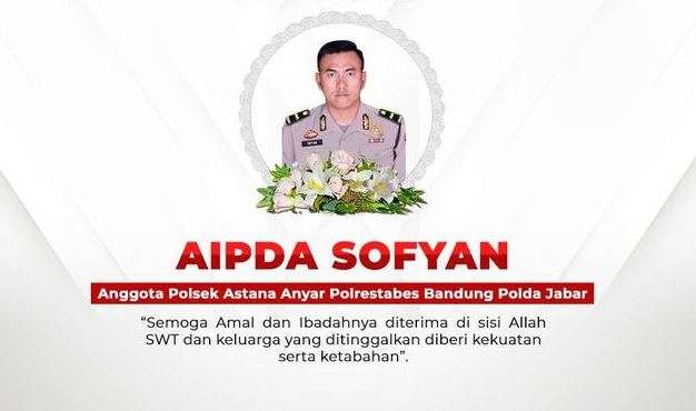 Ucapan duka untuk Aipda Sofyan, anggota Polsek Astana Anyar Bandung, gugur dalam ledakan bom, Rabu 7 Desember 2022. (Foto: Twitter Polres Pemalang)