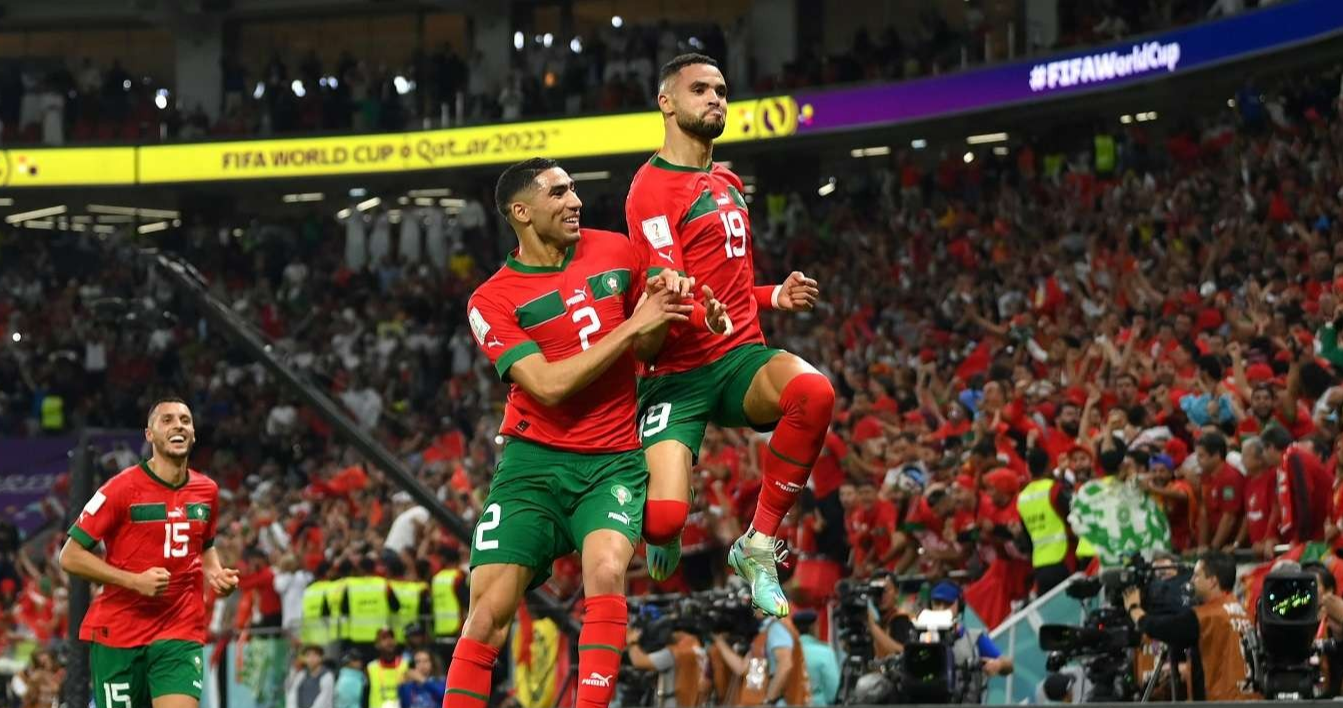 Youssef El Nesyri berhasil membawa Maroko unggul 1-0 di babak pertama. (Foto: Twitter/@FIFAWorldCup)