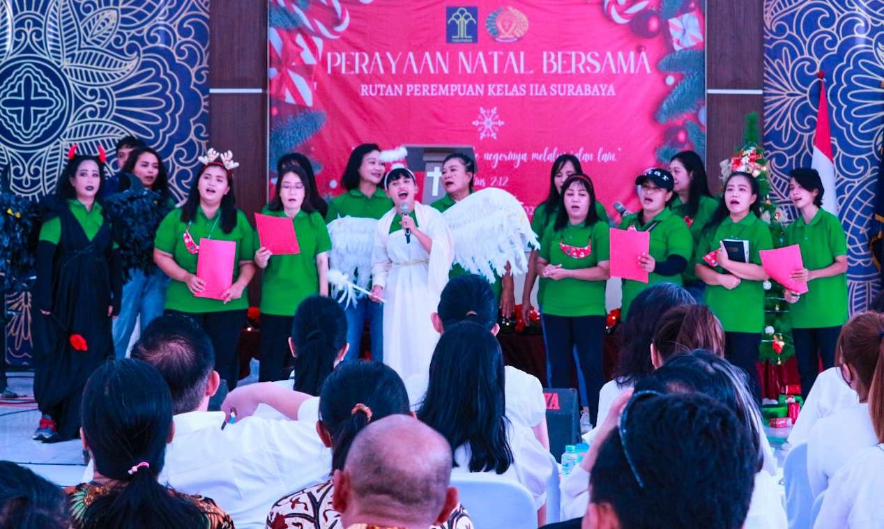Perayaan Natal di rutan perempuan Surabaya (foto : Aini/Ngopibareng.id)