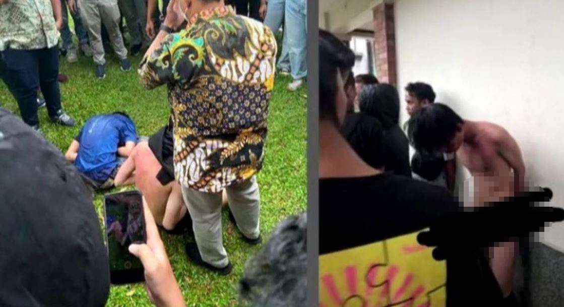 Pelaku pelecehan di kampus berbalik jadi korban perundungan rekan-rekan kampusnya sendiri. Ia ditelanjangi di kampus. (Foto: Twitter)