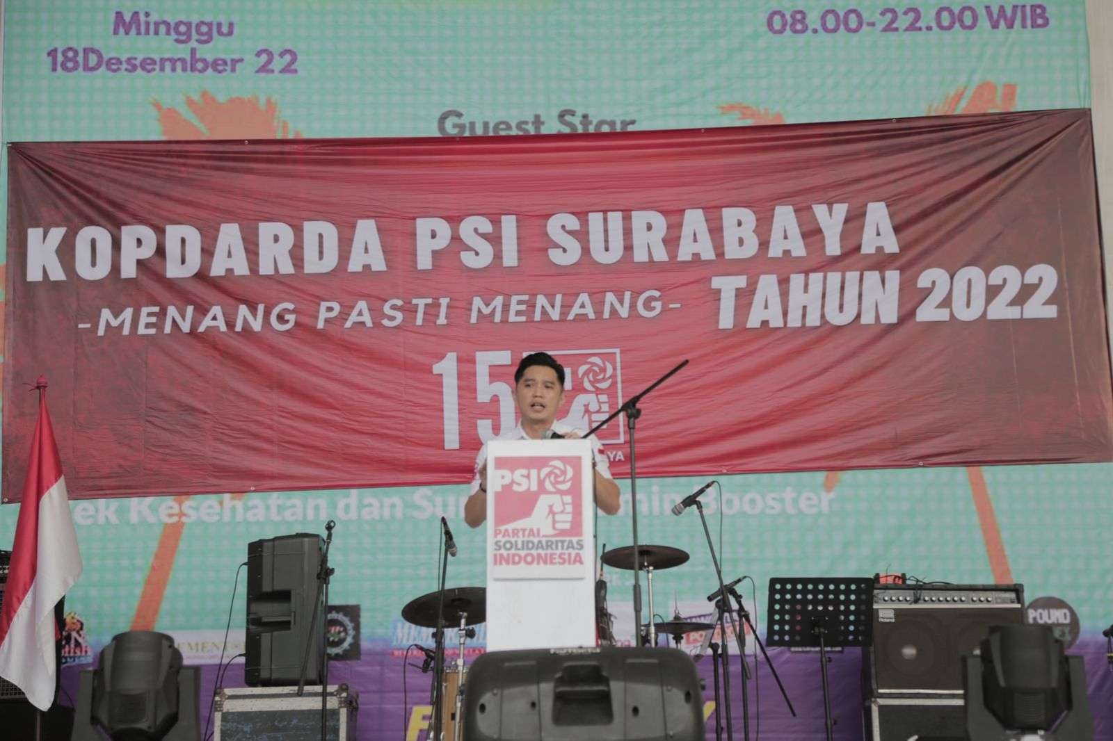 Ketua DPD PSI Surabaya Erick Komala saat membuka Kopdarda PSI 2022. (FOTO: DPD PSI Surabaya)