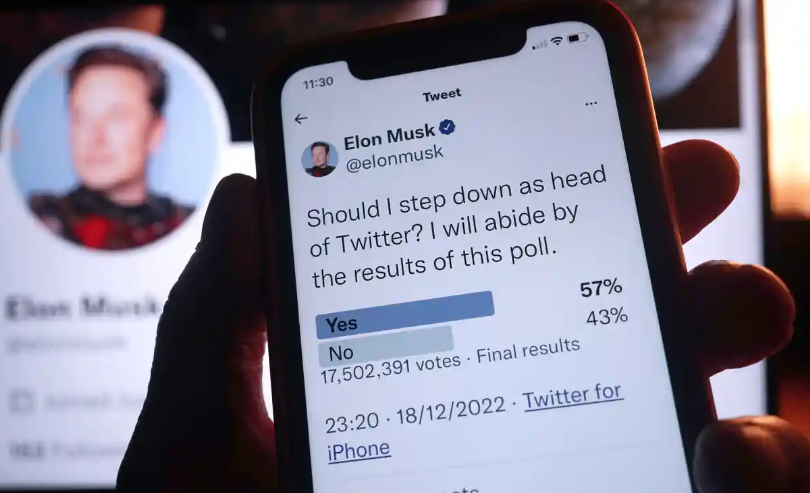 Elon Musk menyatakan akan mundur dari CEO Twitter menyusul poling yang dilakukan via akun Twitternya. Namun ia menunggu calon penggantinya. (Foto: The Guardian)