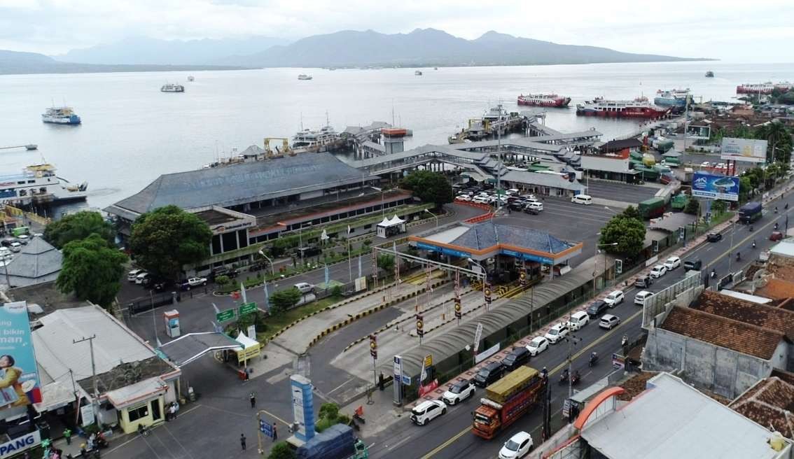 Situasi Pelabuhan Ketapang dari pantauan udara. (Foto: Istimewa)