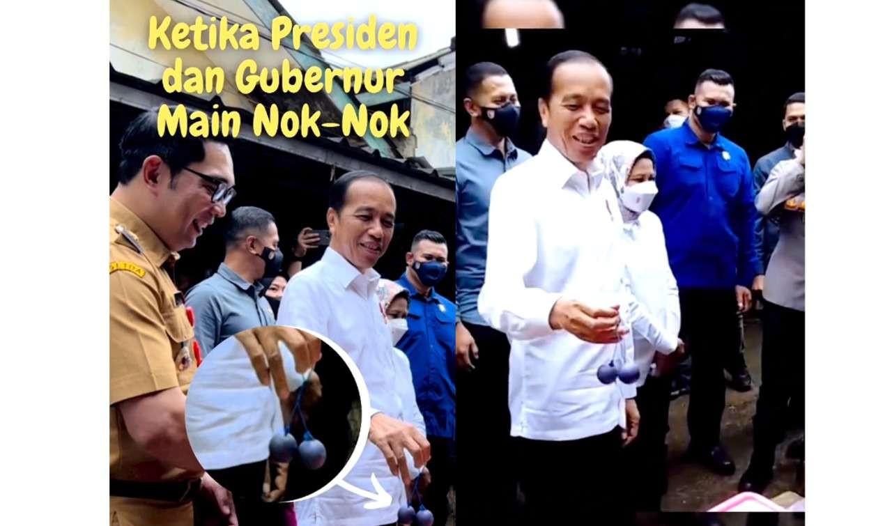 Presiden Jokowi dan Gubernur Jawa Barat, Ridwan Kamil, main lato-lato di sela kunjungan kerja di Subang, Selasa 27 Desember 2022. (Foto: Instagram @ridwankamil)