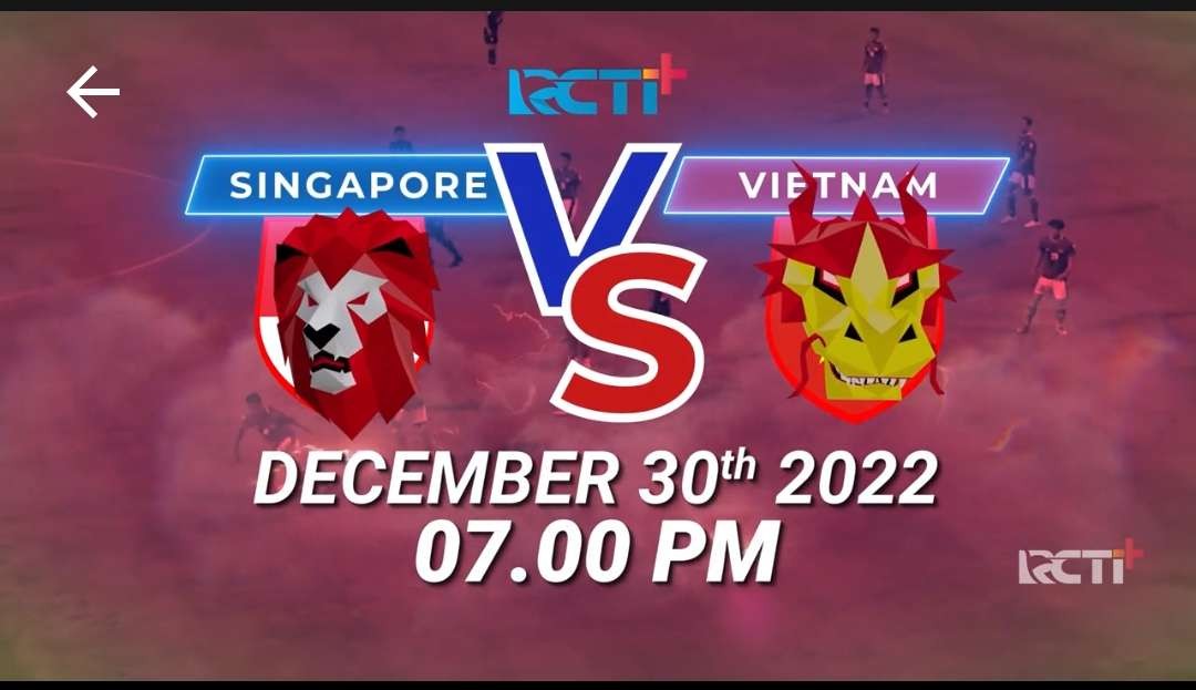 Piala AFF menggelar laga Singapura vs Vietnam dan Myanmar kontra Laos, Jumat 30 Desember 2022. (Foto: RCTI+)