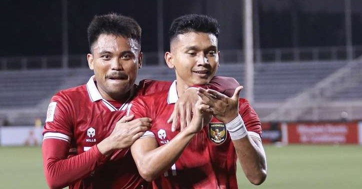 Dendy Sulistiawan menceta gol pertama Timnas Indonesia ke gawang Filipina