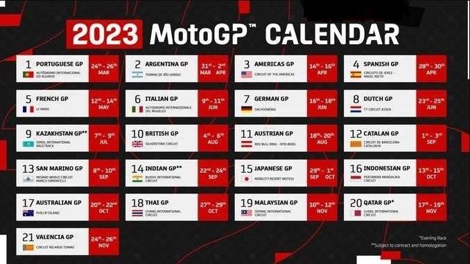 Kalender MotoGP 2023. (Foto: Twitter @motoGP)