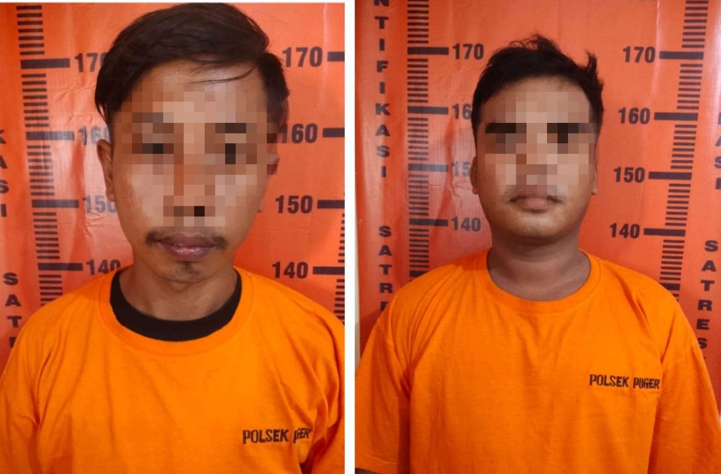 Dua dari empat pengeroyok wisatawan asal Probolinggo ditahan di Polsek Puger. (Foto: Dokumentasi Polsek Puger)