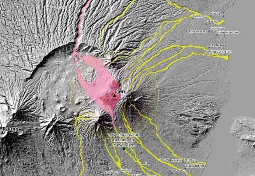 Peta Kerawanan bencana Gunung Ijen (Foto:istimewa)