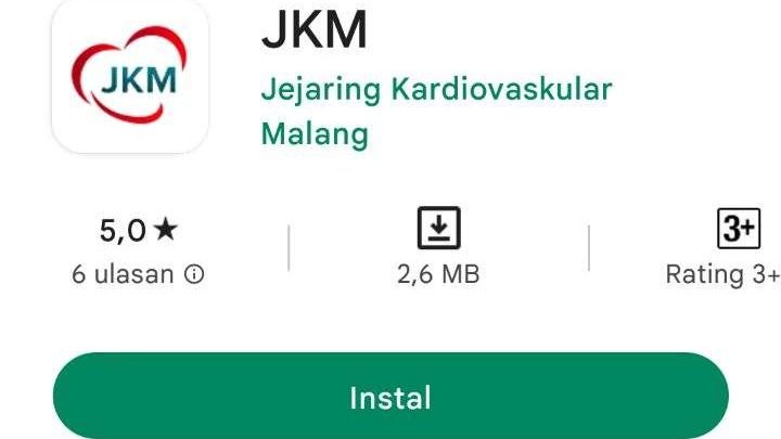 Tampilan aplikasi JKM buatan Fakultas Kedokteran, Universitas Brawijaya di Playstore (Foto: tangkapan layar)