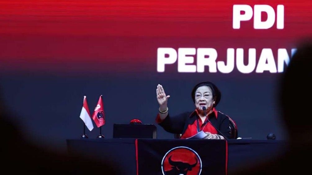 Megawati Soekarno Putri saat memberikan pidato dalam HUT ke-50 PDI Perjuangan. (Foto: Capture Video)