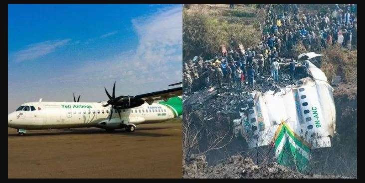 Pesawat Yeti Airlines jenis ATR 72 kecelakaan, Minggu 15 Januari 2023. (Foto: Tangkapan layar India TV News)
