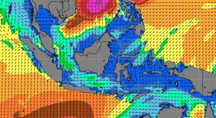 BMKG mengeluarkan peringatan dini potensi gelombang tinggi dan rob di wilayah Indonesia akibat fenomena Super New Moon. (Grafis: maritim.bmkg.go.id)
