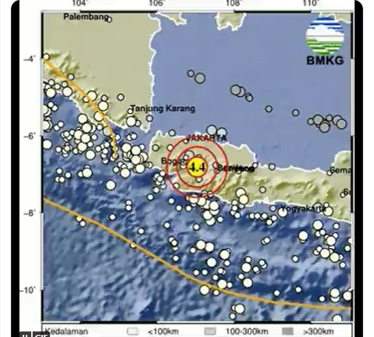 Gempa Cianjur, Jawa Barat, Selasa 24 Januari 2023 dini hari. (Foto: Twitter BMKG)