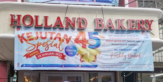 Promosi Holland Bakery HUT ke-45 untuk seluruh gerai di Indonesia, Sabtu 28 Januari 2023. (Foto: Istimewa)