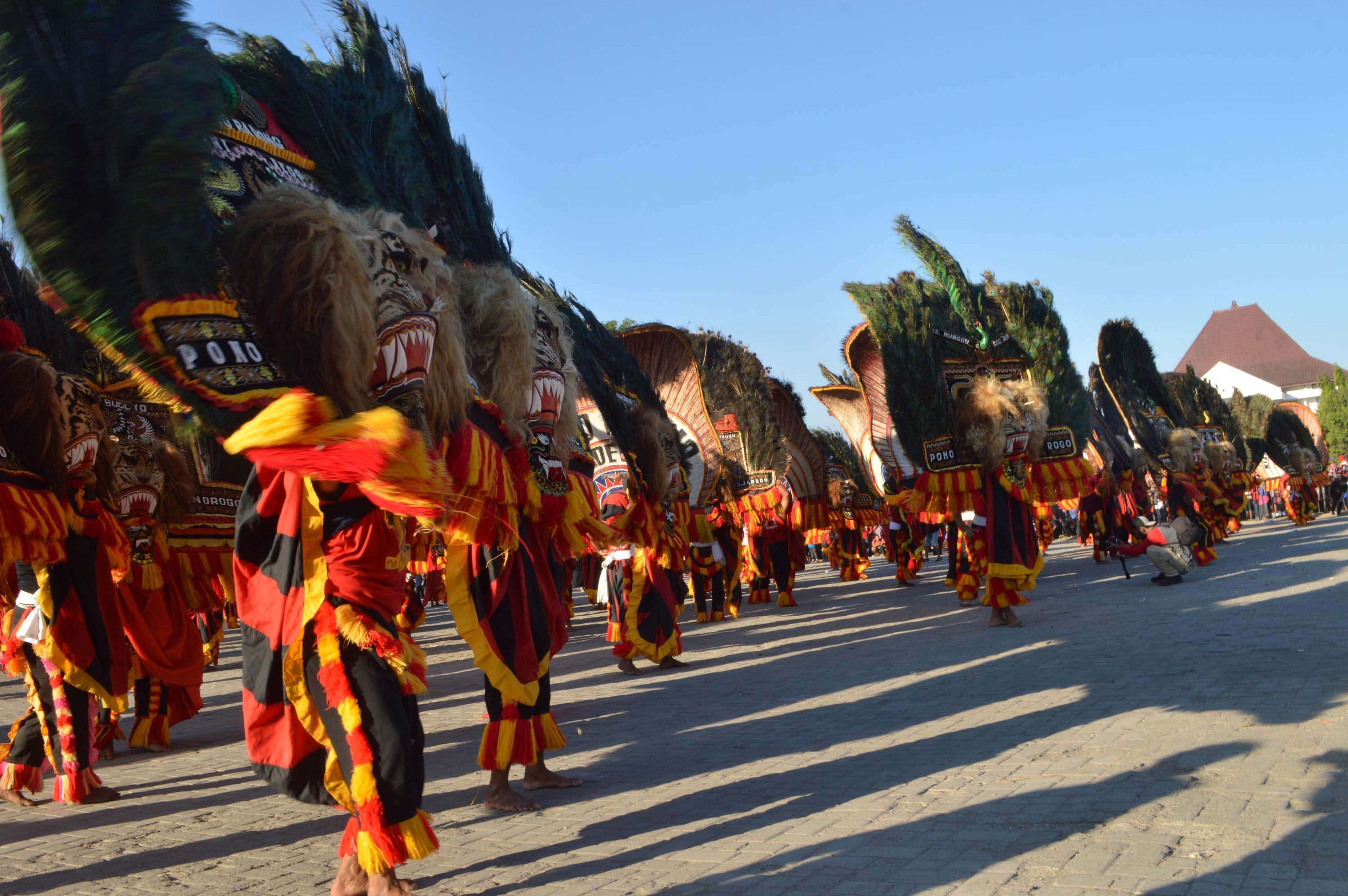 Festival Reog Ponorogo menjadi salah satu dari delapan festival kebudayaan Jawa Timur yang Kharisma Event Nusantara 2023. (Foto: Ant)