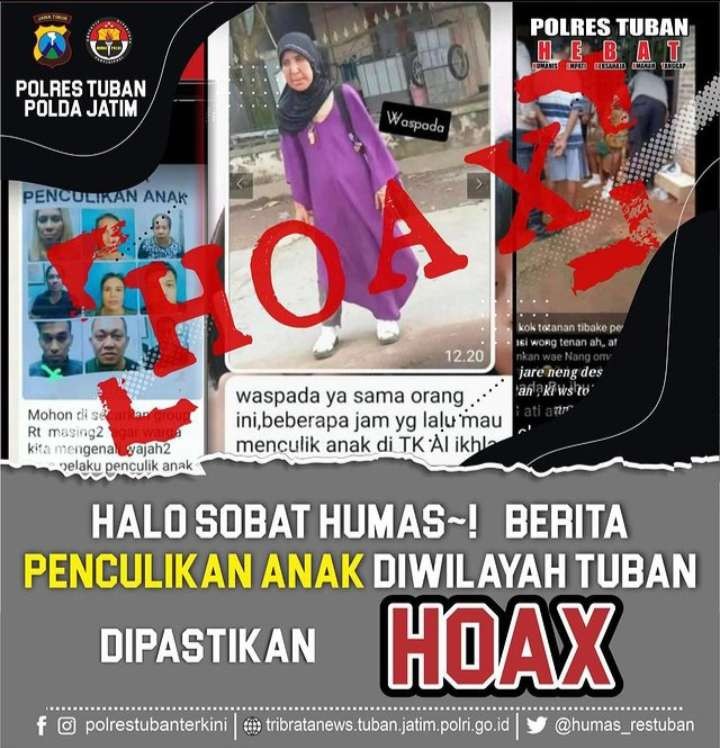 Polres Tuban pastikan informasi penculikan anak di Kabupaten Tuban adalah hoaks (Dok. Instagram Polres Tuban)