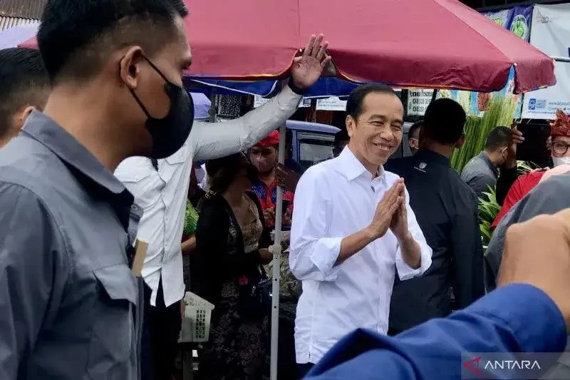 Presiden Jokowi blusukan ke pasar dalam kunjungan kerja ke Bali. (Foto: Ant)