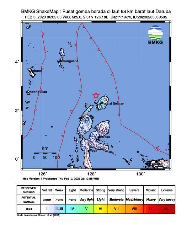 Gempa bumi Maluku Utara. (Foto: dok. BMKG)