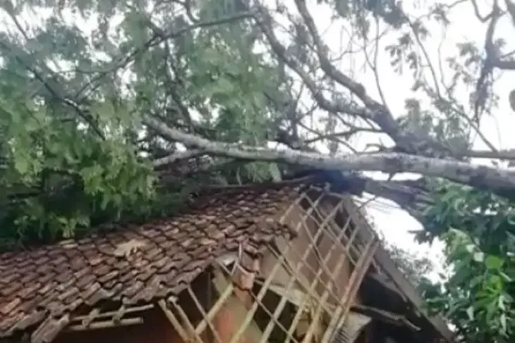 Sejumlah rumah di Sukabumi alami kerusakan akibat angin kencang. (Foto: Ant)