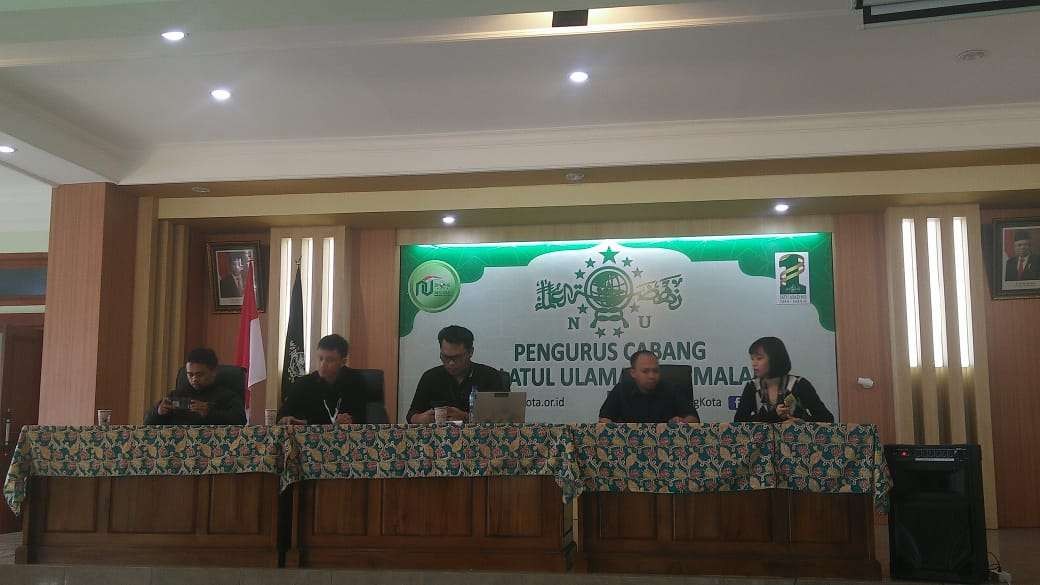 Pernyataan sikap Koalisi Masyarakat Sipil di Kantor PCNU Kota Malang, Senin 27 Februari 2023. (Foto: Istimewa)