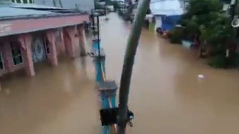 Salah satu lokasi banjir di Banjar. (Foto: Twitter)
