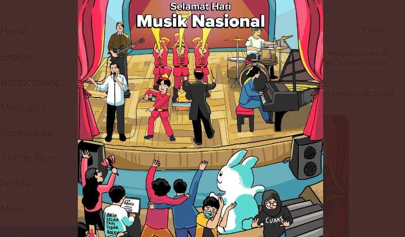 Ilustrasi orkestra musik dalam rangka menyambut Hari Musik Nasional, Kamis, 9 Maret 2023. (Foto: Twitter @jokowi)