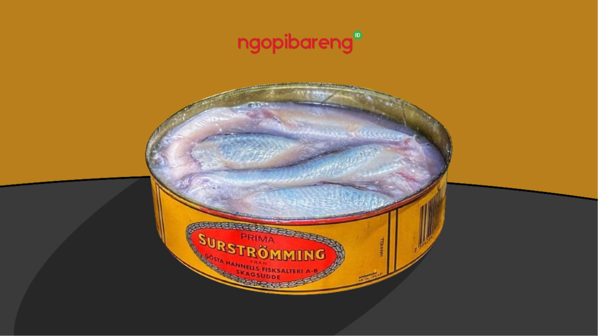 Surstromming, olahan ikan paling bau di dunia. (Ilustrasi: Fa Vidhi/Ngopibareng.id)