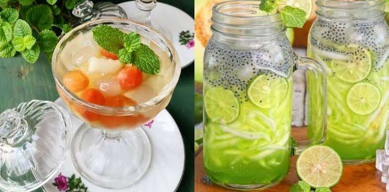 Aneka minuman segar untuk sajian takjil saat Ramadan. (Foto: Kolase/TikTok)