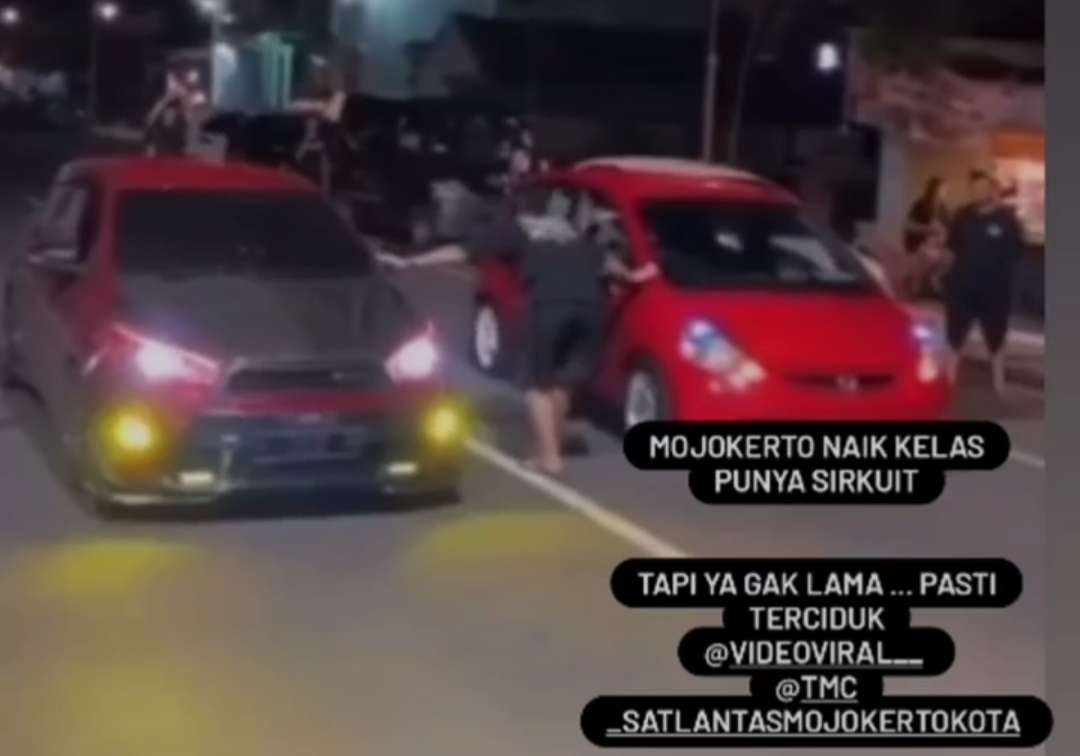 Tangkapan layar video viral balap mobil liar. (Foto: Istimewa)
