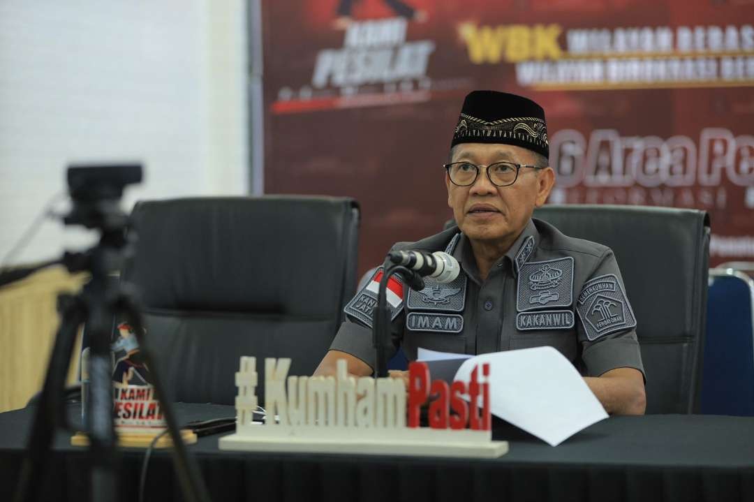 Kakanwil Kemenkumham Jatim Imam Jauhari mengatakan bahwa evaluasi capaian kinerja  agar dilaksanakan per triwulan. (Foto: Humas Kemenkumham Jatim)