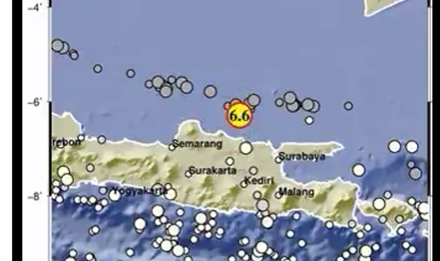 Badan Meteorologi, Klimatologi, dan Geofisika (BMKG) mencatat gempa sebesar 6,6 magnitudo mengguncang Tuban, sekitar pukul 16.55 WIB, Jumat 14 April 2023. (Foto: Twitter BMKG)