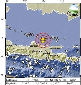 Peta titik terjadinya gempa bumi di laut Tuban (dok. BMKG Tuban)