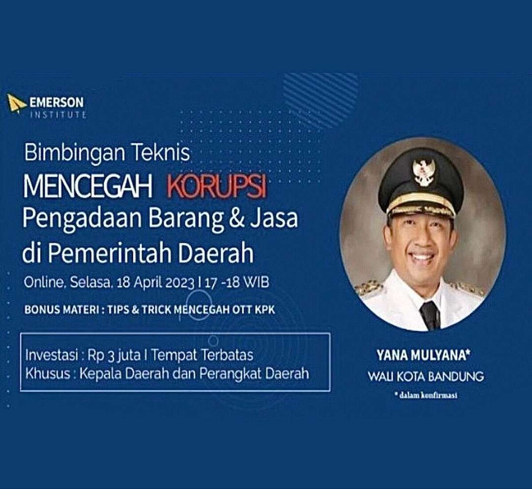 Walikota Bandung Yana Mulyana dijadwalkan sebagai pembicara Bimtek Mencegah Korupsi sebelum diciduk KPK. (Foto: Instagram)