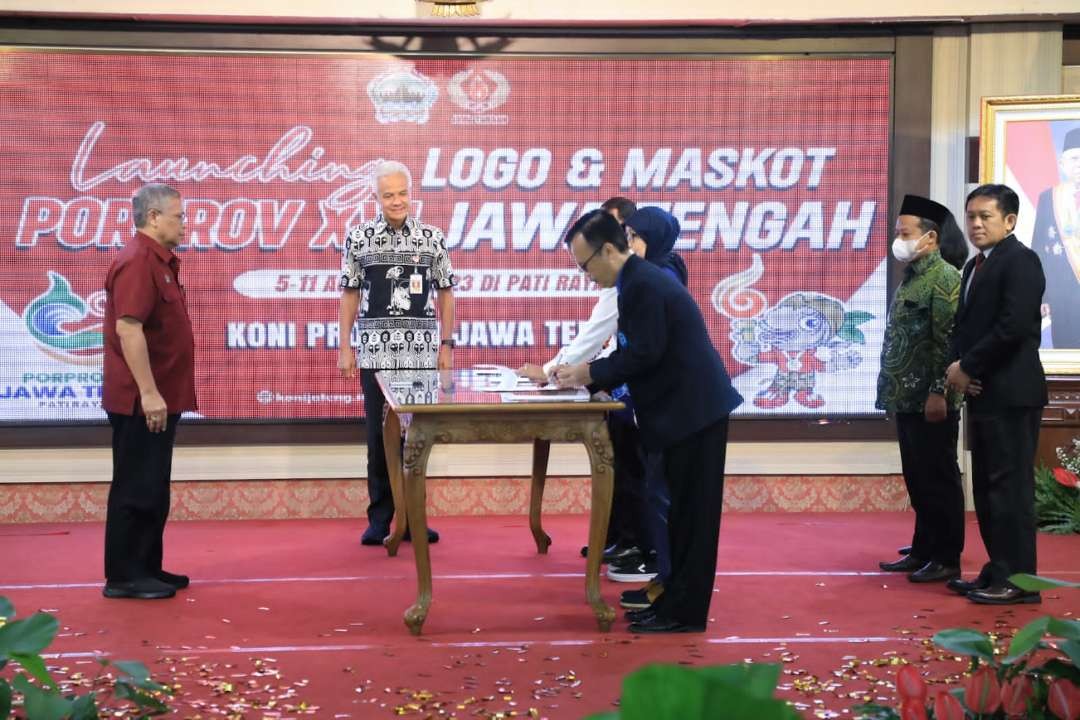 Gubernur Jawa Tengah Ganjar Pranowo meluncurkan Sistem Informasi Olahraga Prestasi (Si Sakti), Jumat 17 Maret 2023. (Foto: istimewa)