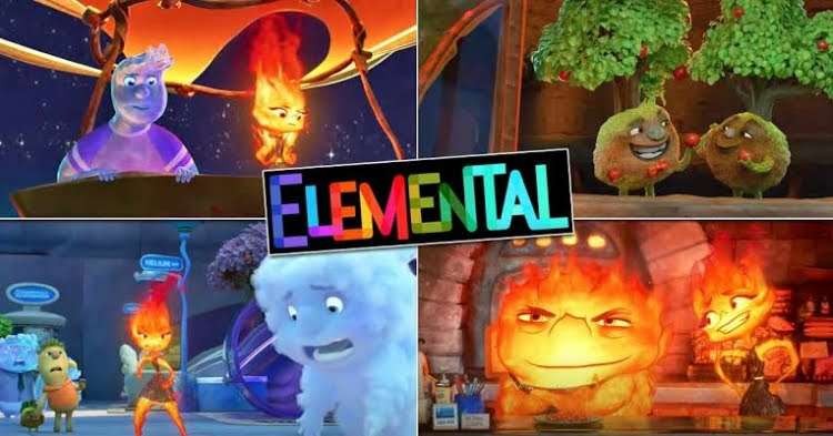Film animasi Elemental mengisahkan kehidupan elemen di bumi, yakni air, udara, tanah, dan api. (Foto: Pixar/Disney,)