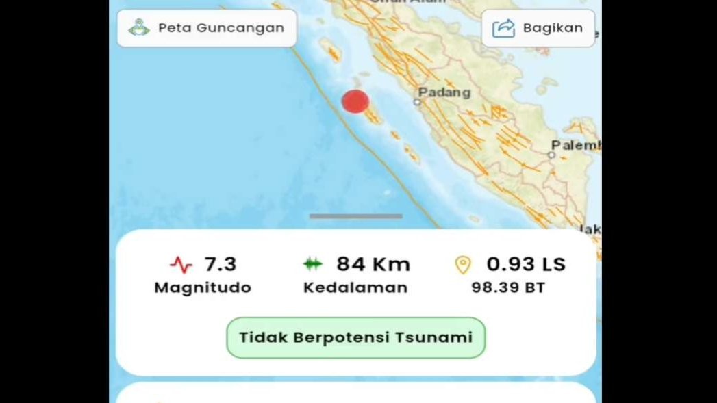 Gempa Kepulauan Mentawai, Selasa 25 April 2023. (Foto: Twitter)