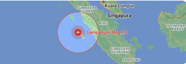 Gempa bumi di Kepulauan Mentwai Sumatera Barat. (peta. bmkg)