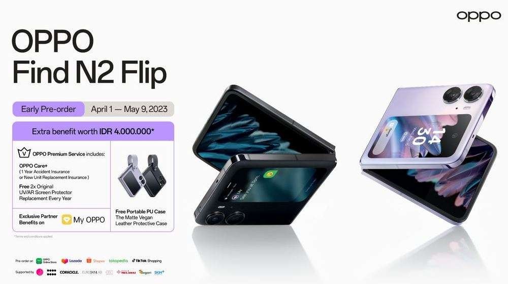 OPPO meluncurkan ponsel lipat terbarunya, yaitu Find N2 Flip. (Foto: OPPO)