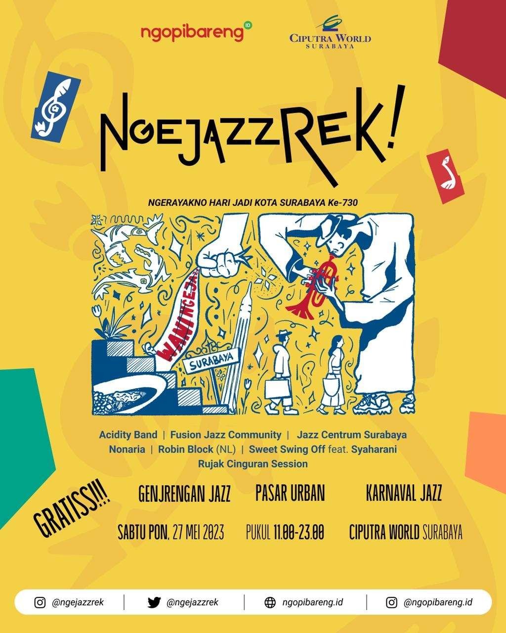 Festival Musik Jazz, NgejazzRek siap menyapa warga Surabaya 27 Mei mendatang. (Foto:  dokumentasi Panitia)